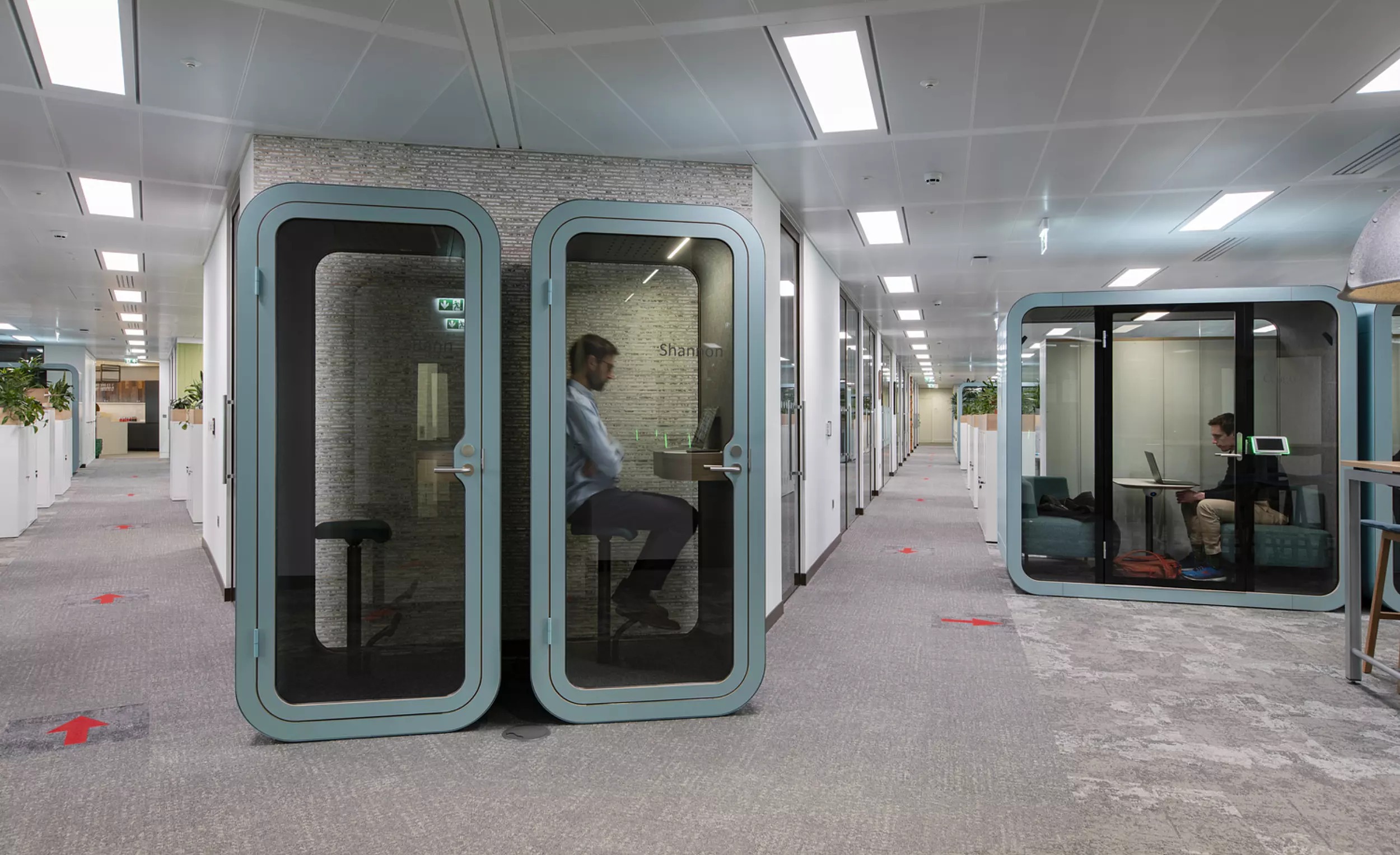 Modern office pod meeting rooms
