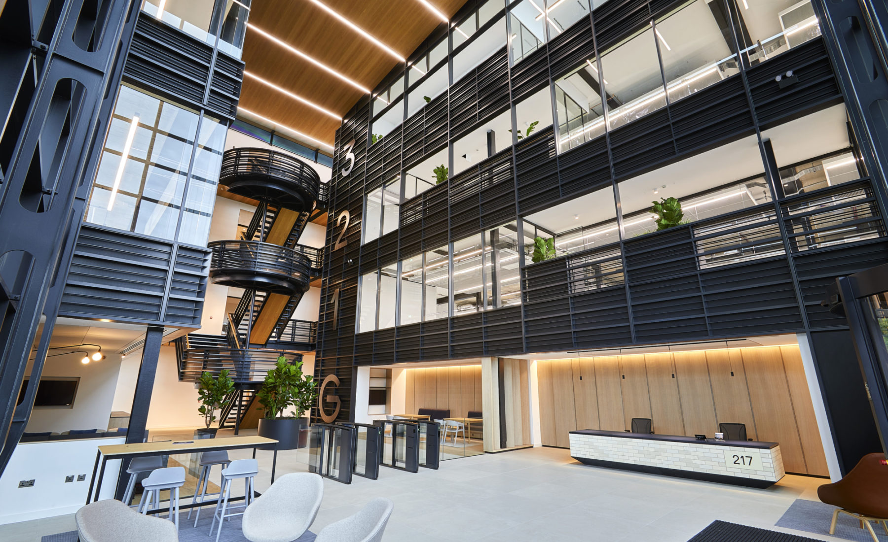 beautiful modern reception and office atrium
