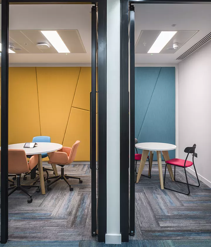 Huddle rooms in Scotlands first Well accredited office fit out