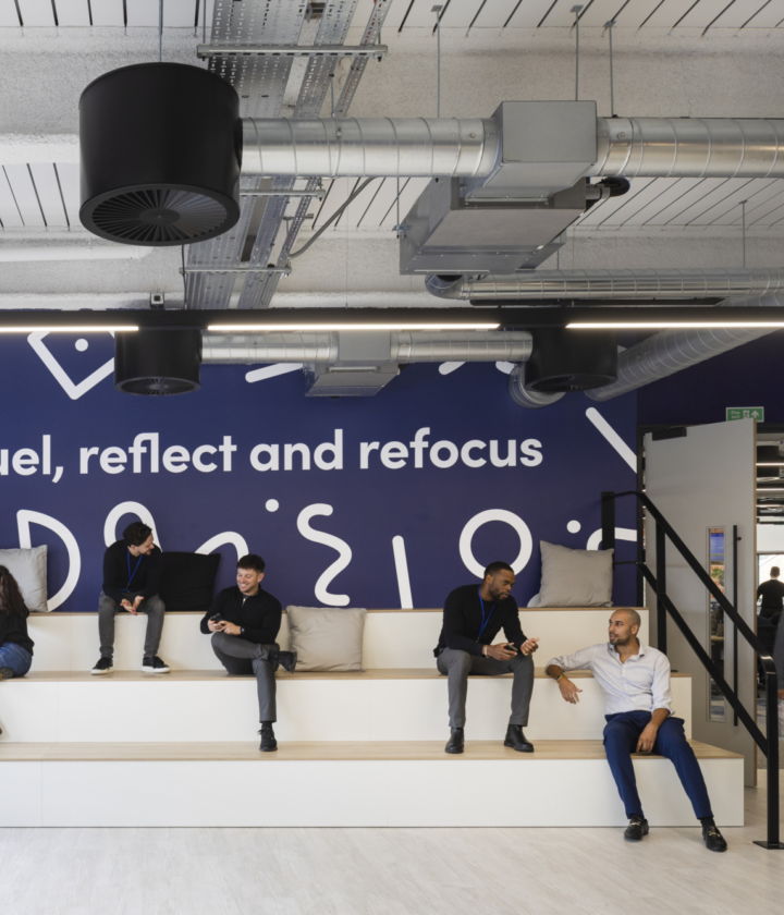 Bleacher seating at Bionic's Luton office
