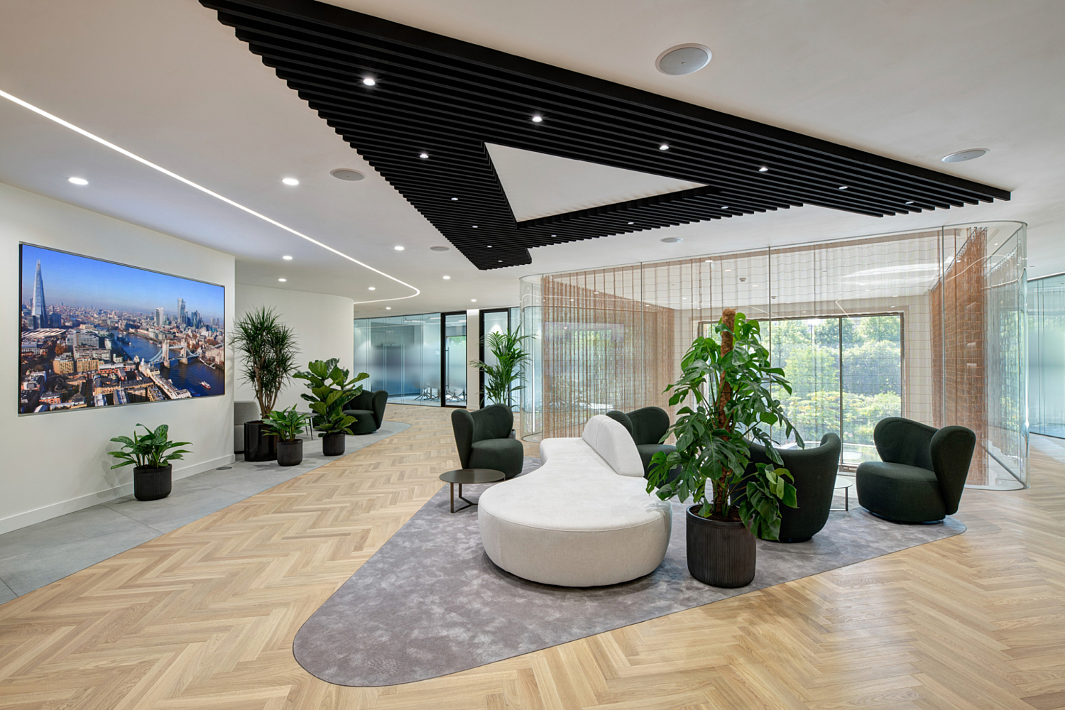 Alantra's A on the ceiling of their new St Pauls office