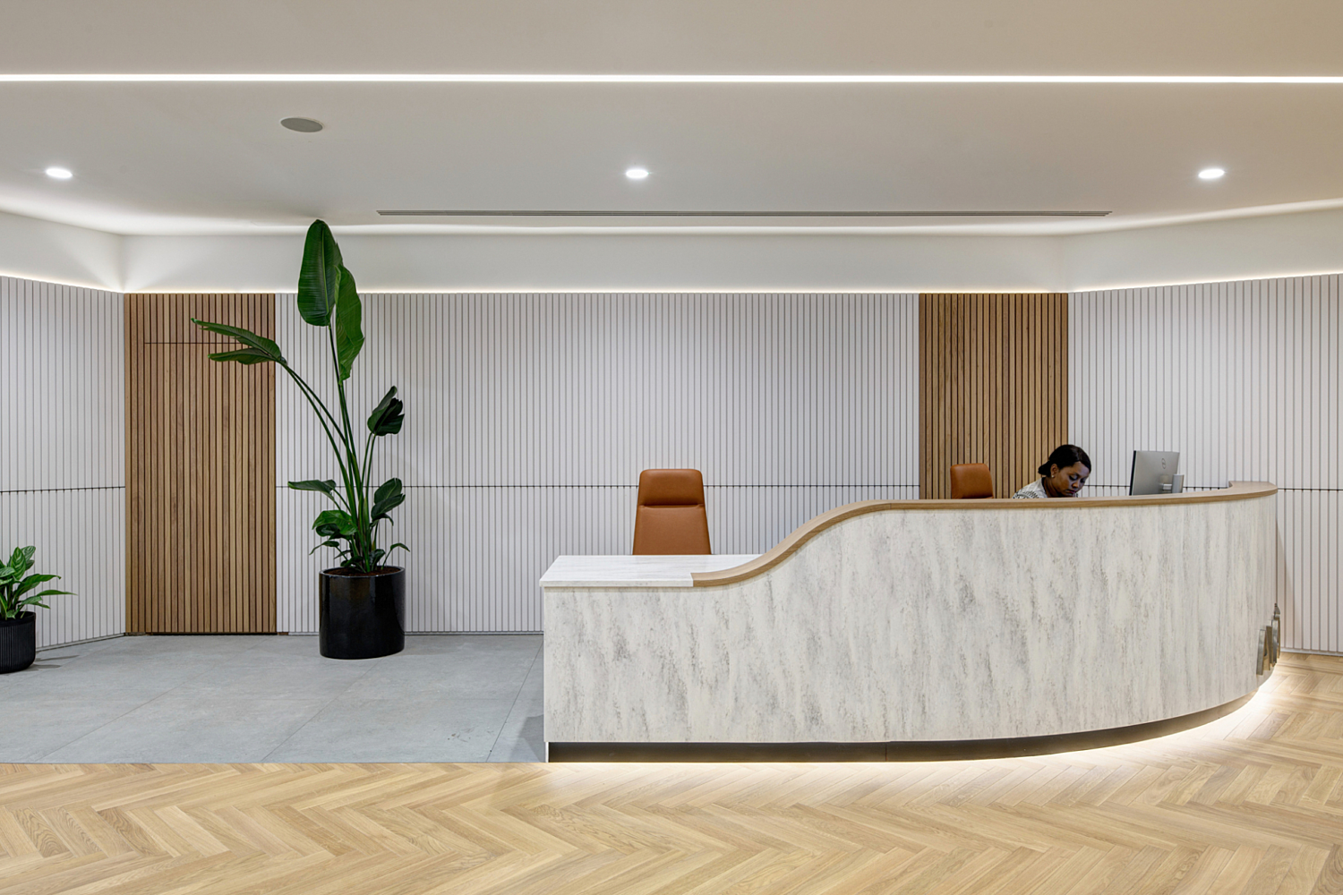 Marble reception desk at Alantra