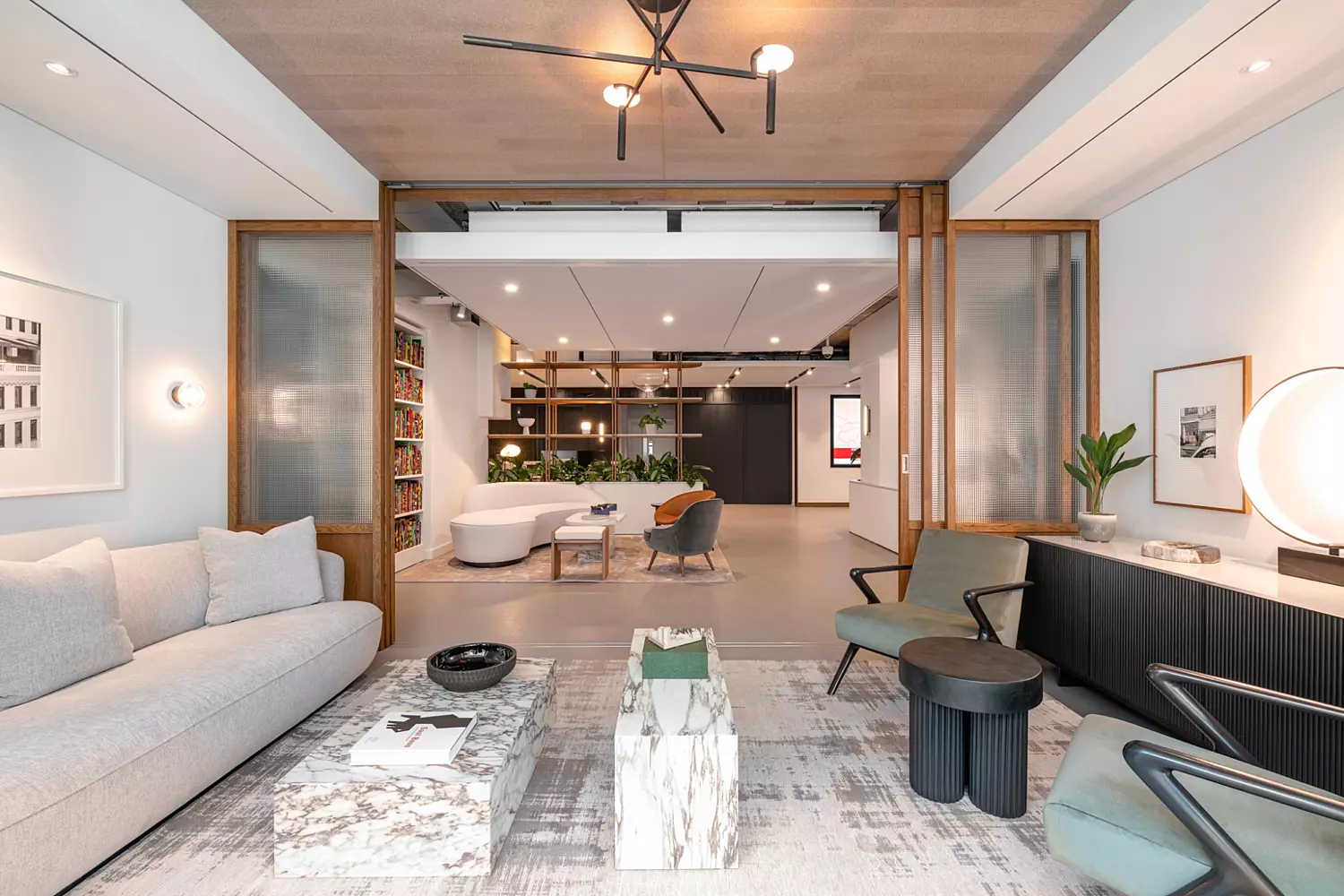 Lounge style seating with high quality finishes in Mayfair office