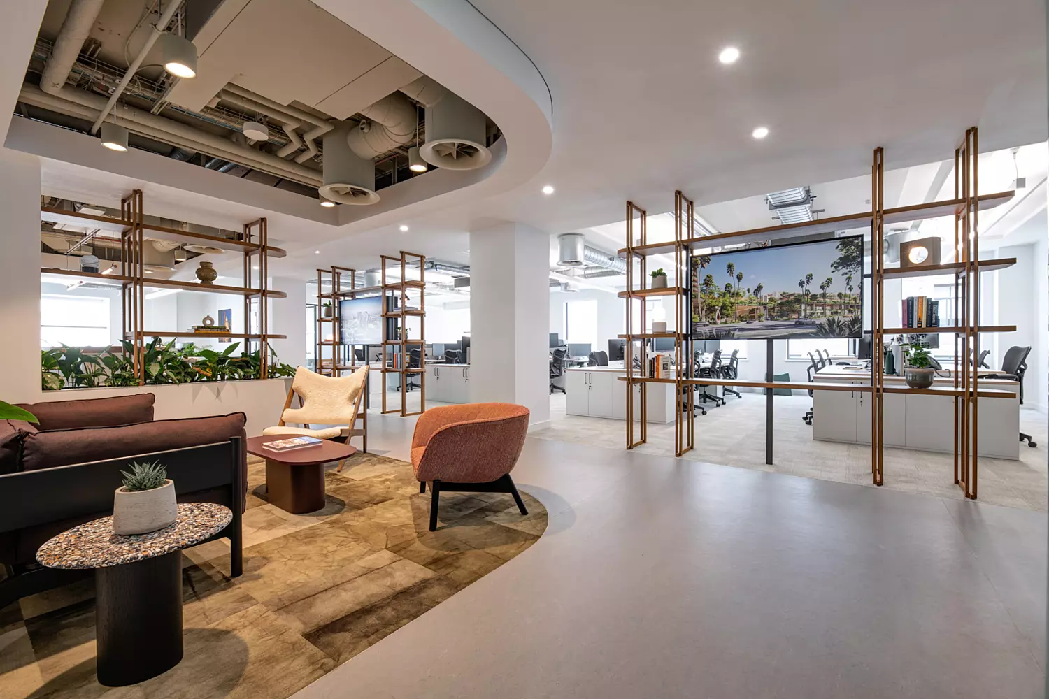 Reception space and traditional work settings at Cain International