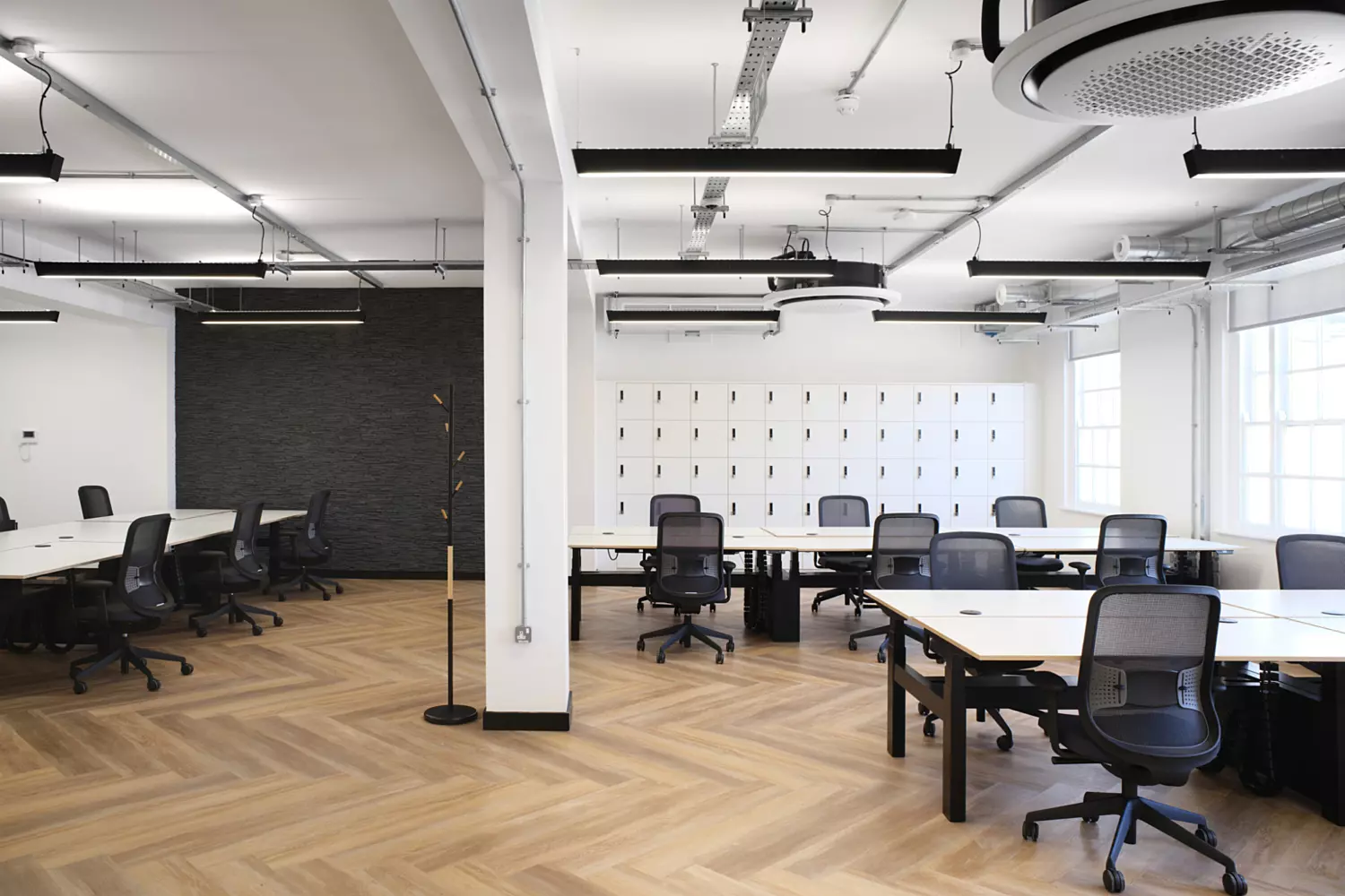 Lockers and sit stand desks in Truro office
