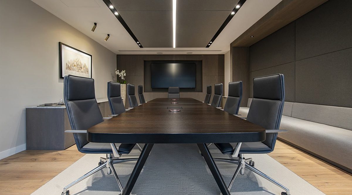 Dodge & Cox modern office boardroom with wooden flooring