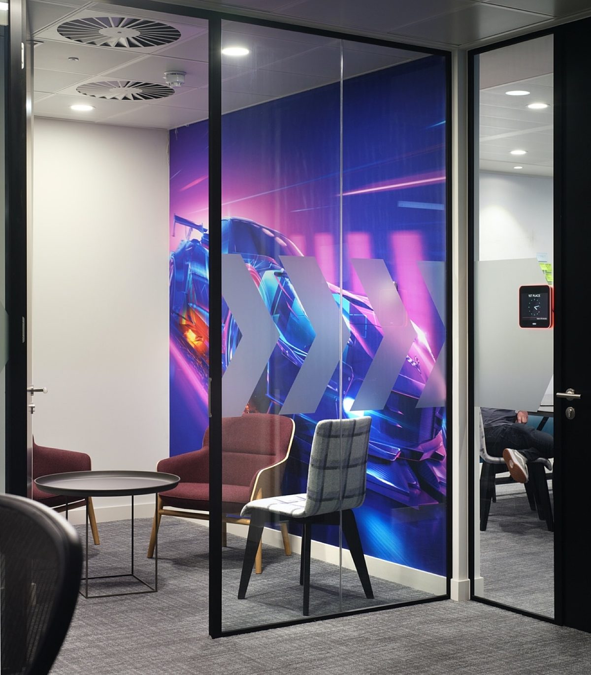 Cool designed office with car image