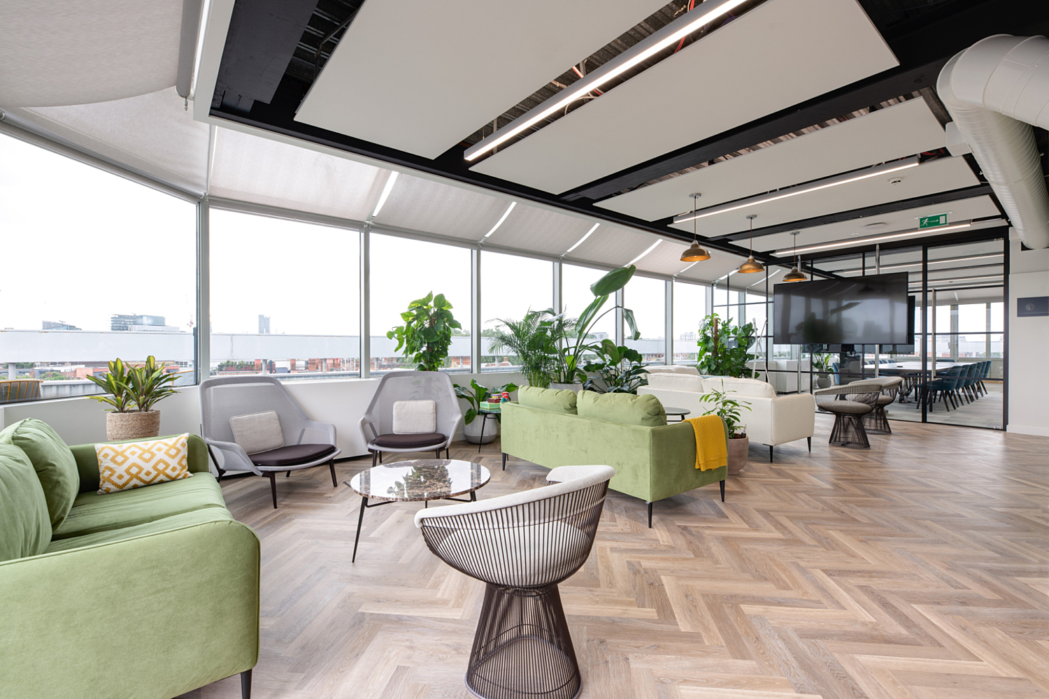 Lounge style town hall presentation space