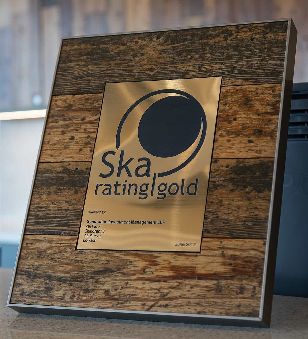 Generation gold SKA rating plaque