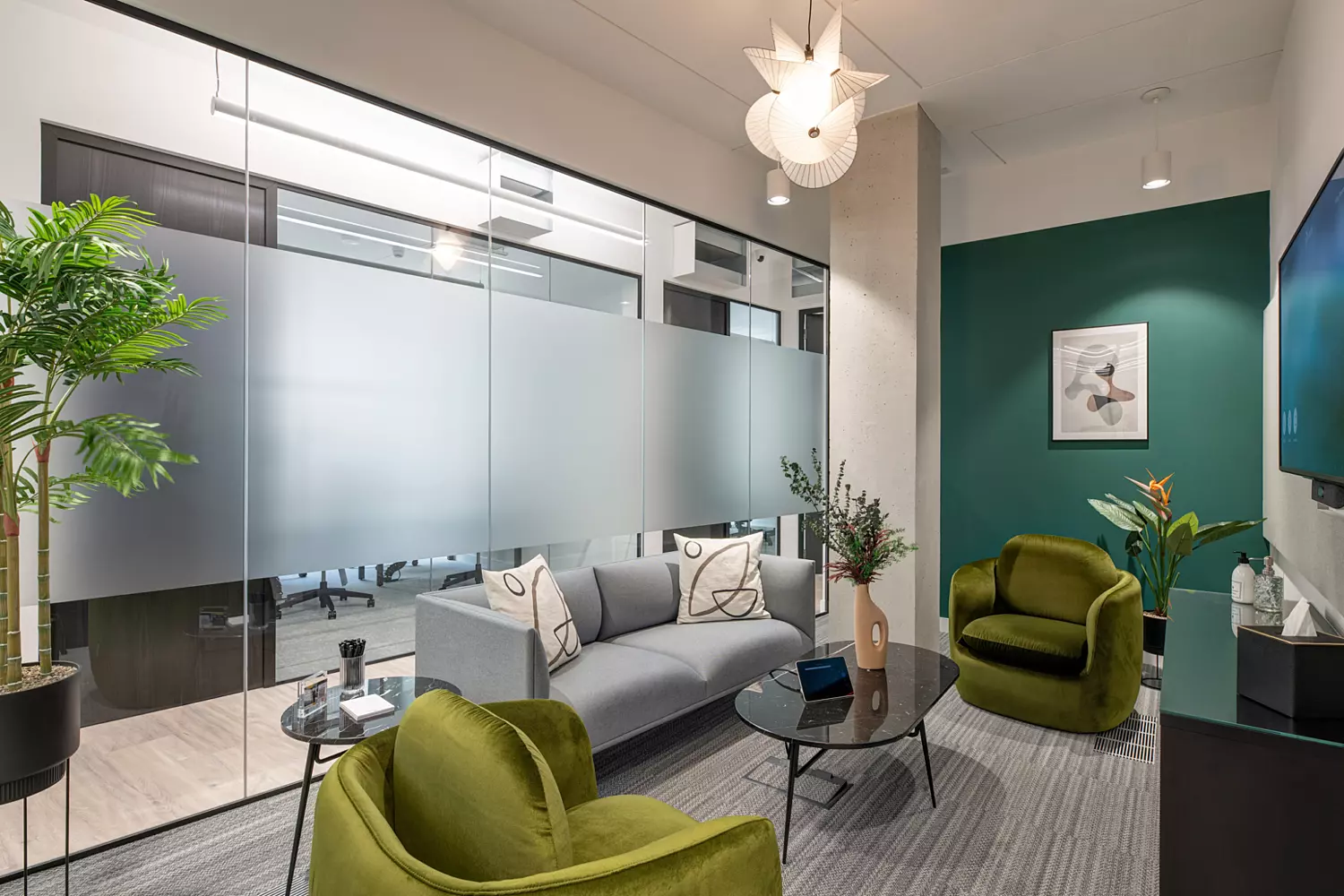 Soft furnishings in meeting rooms at Kajima