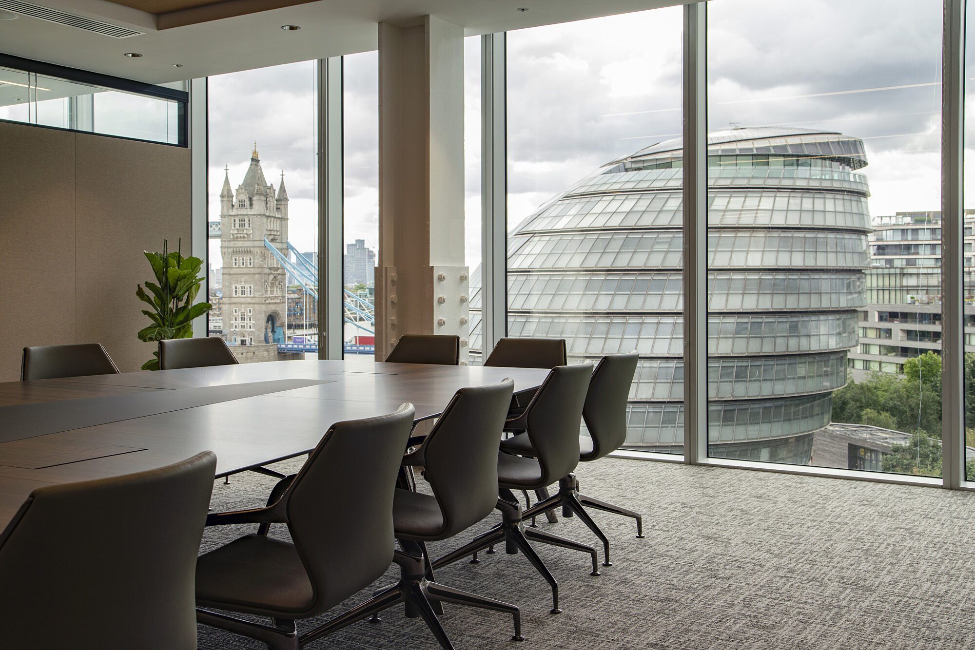 Boardroom with a cityscape view