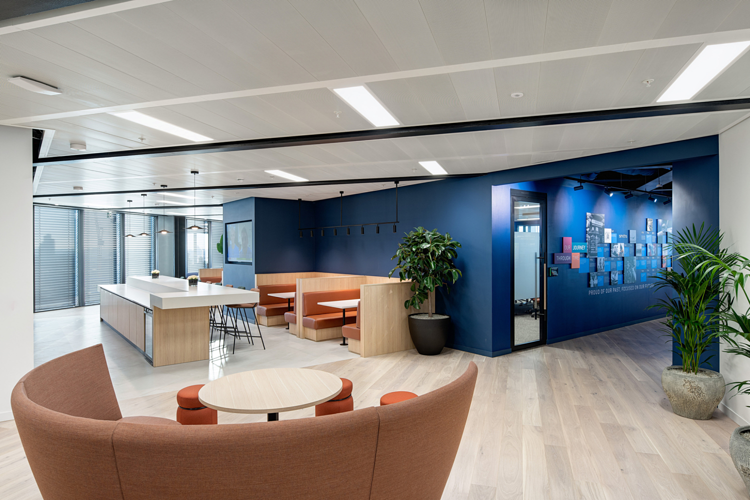 Booth seating and teapoint at Smith group