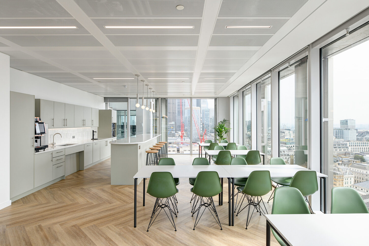 Teapoint and café style seating in London office