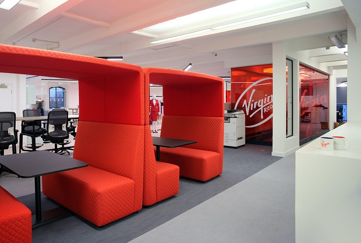 Virgin Red booths interior design for agile