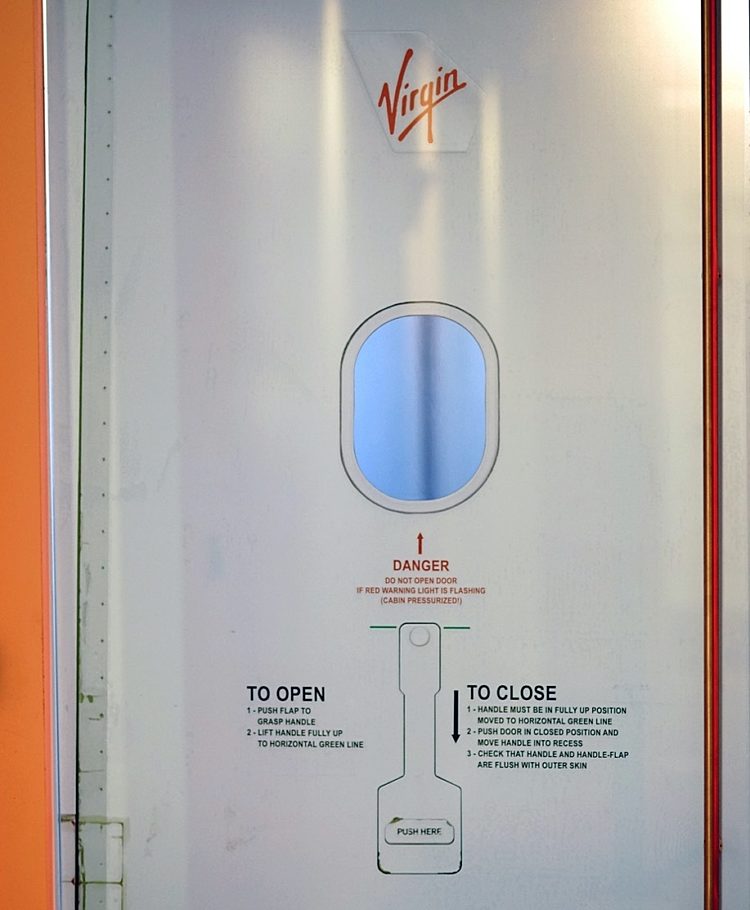 Virgin office interior aircraft door