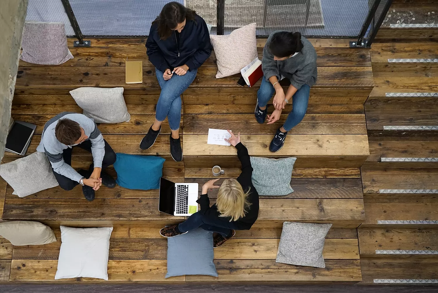 Staff collaborating in modern office fit out