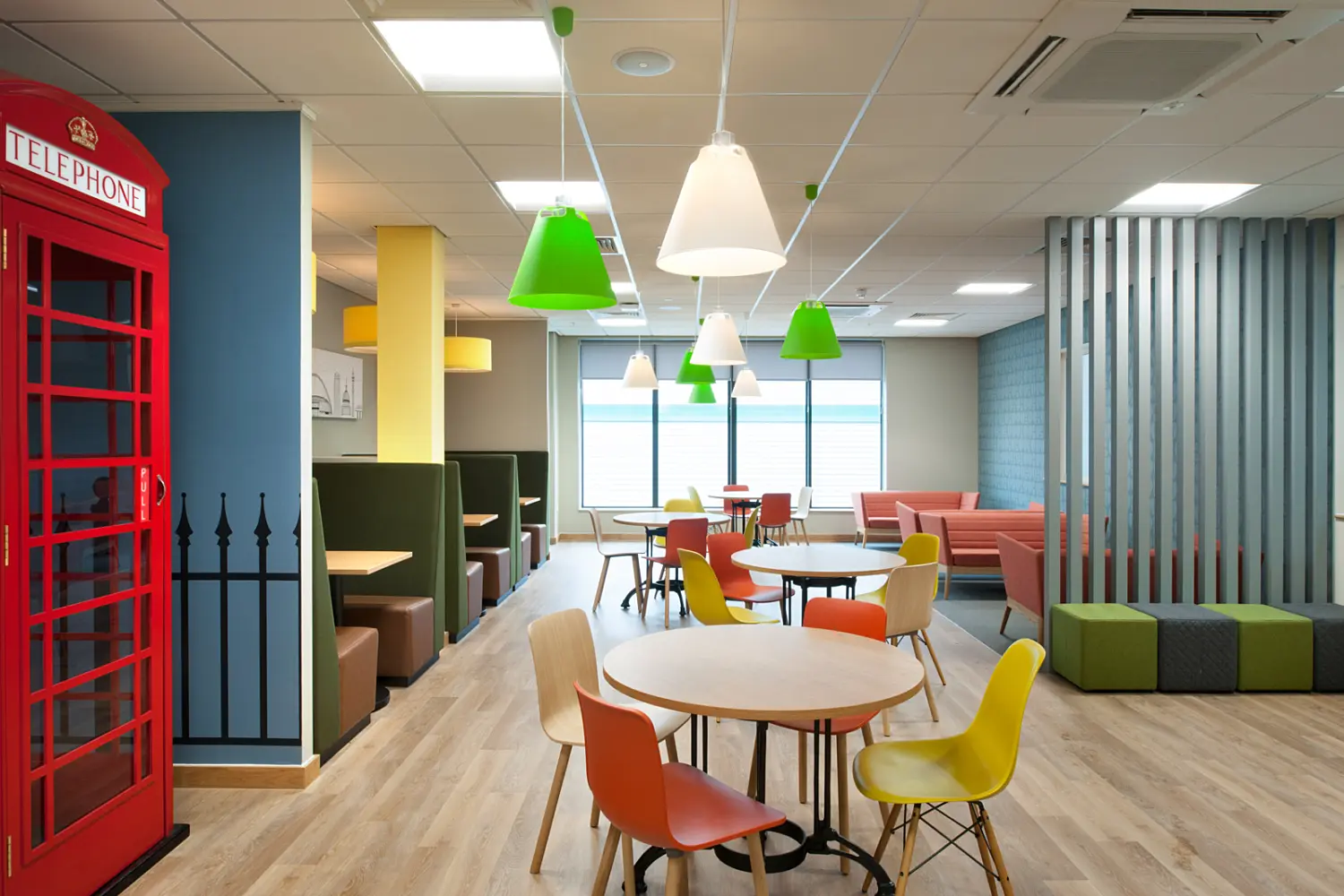 Colourful collaboration space at Costa Basildon