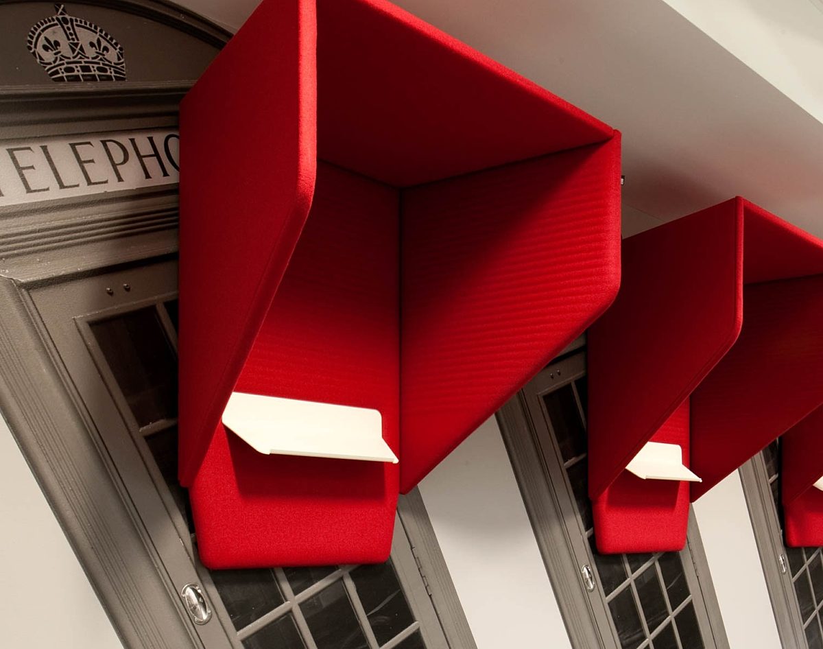 Red office phone booths for privacy