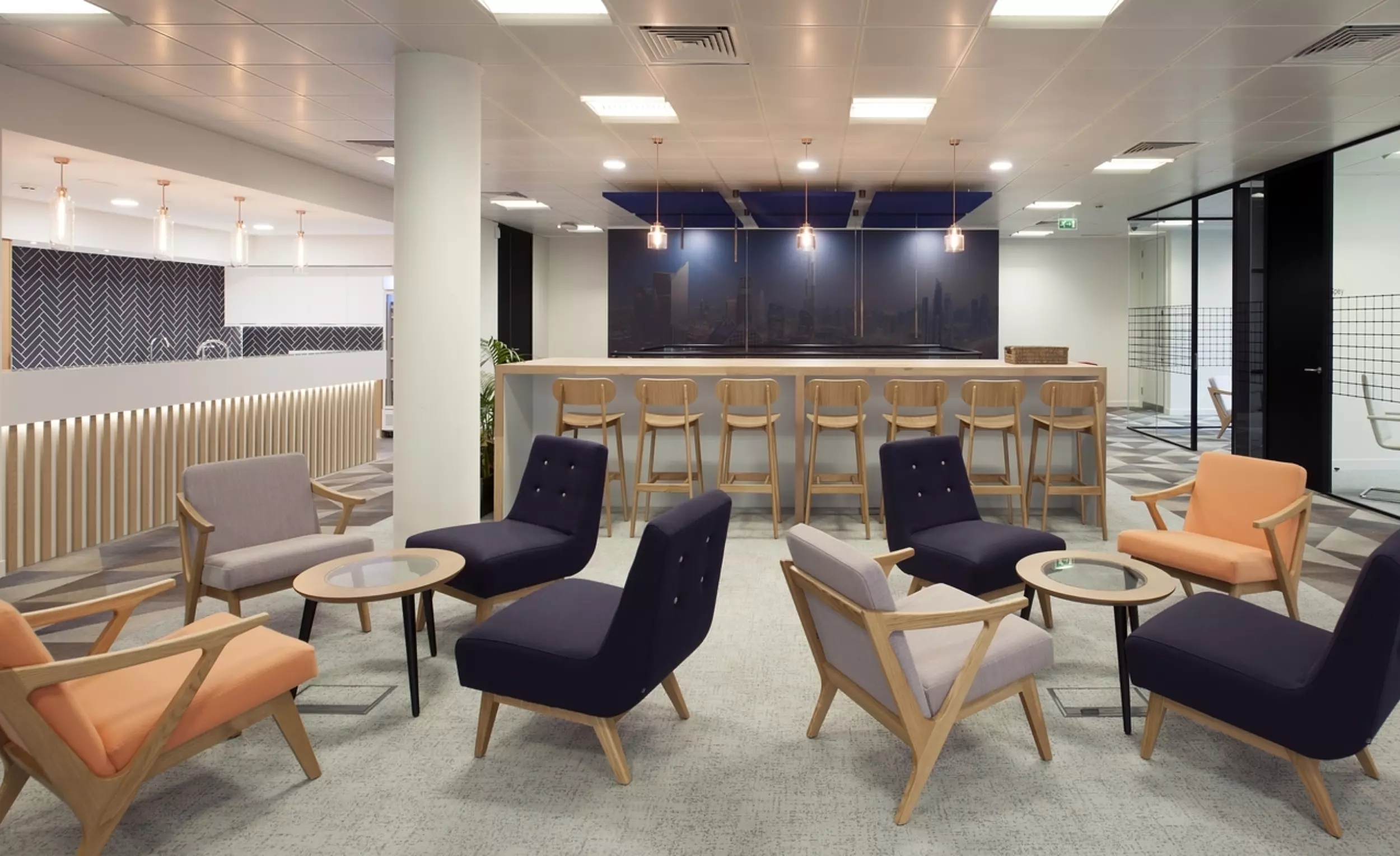 Riverbed's office coffee bar next to communal area