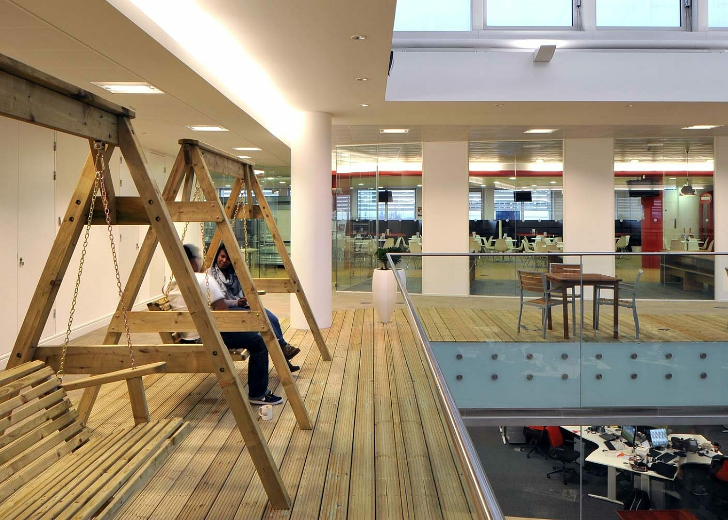 Modern office design with a breakout swing