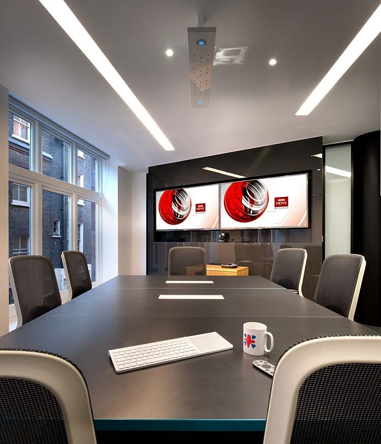 Smart office technology in meeting room